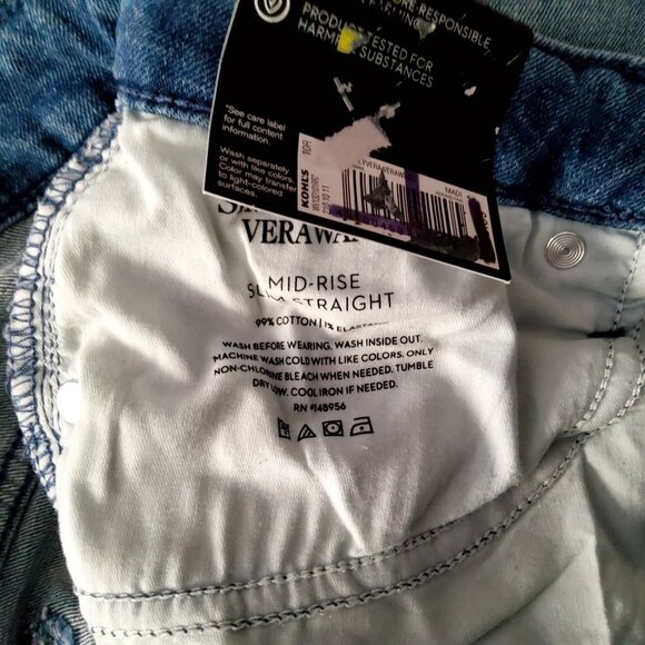 Simply Vera Vera Wang Womens Mid-Rise Slim Straight Jeans Size 10R Blue Denim - Picture 6 of 8